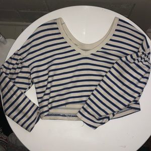 Blue and white stripped crop top